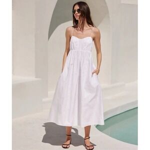 AYR Eyelet Dress XL White The Hello Lover Cotton Pockets Smocked Cottagecore